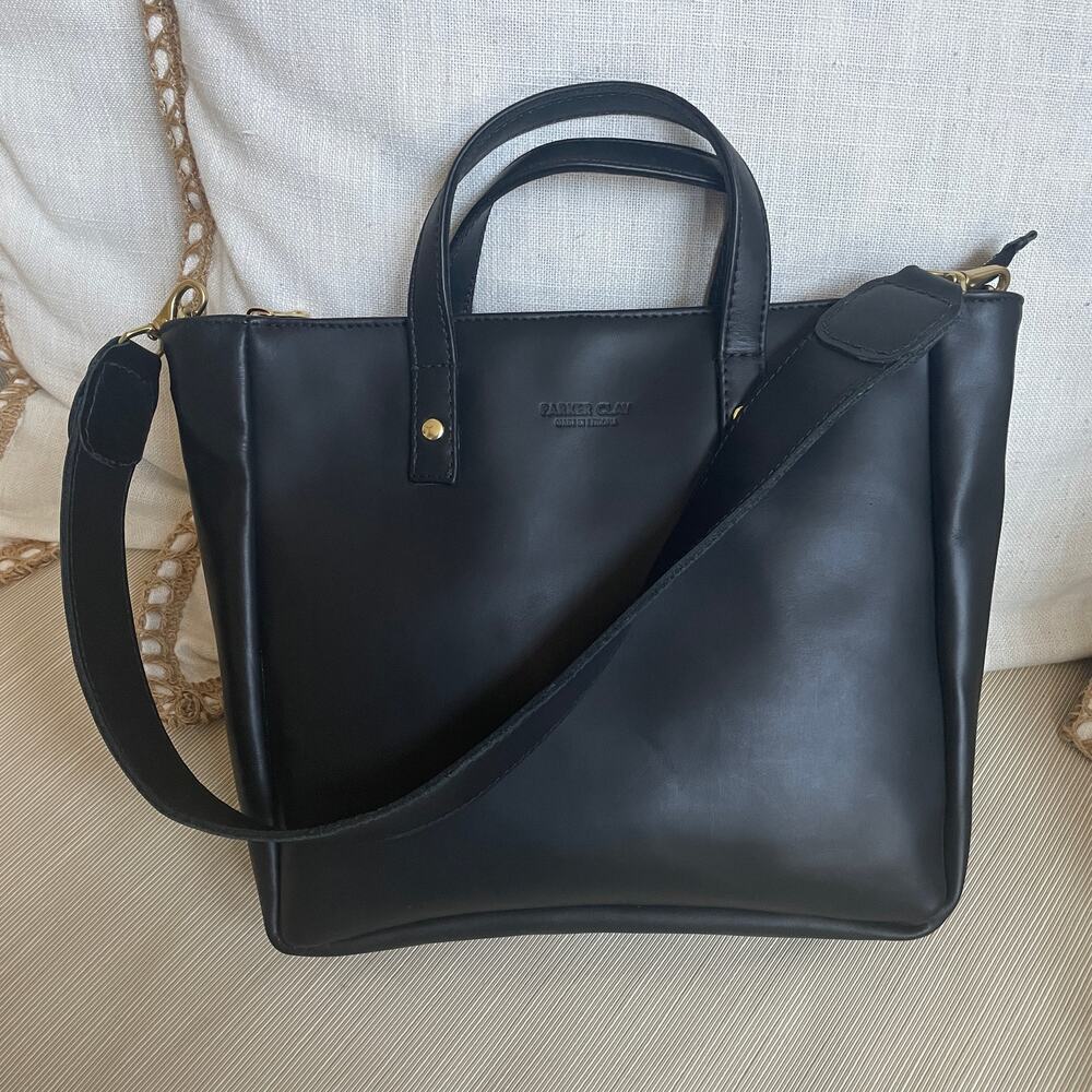Parker Clay Merkato Small Zip Tote Black Leather | Ethiopian $248 NWOT